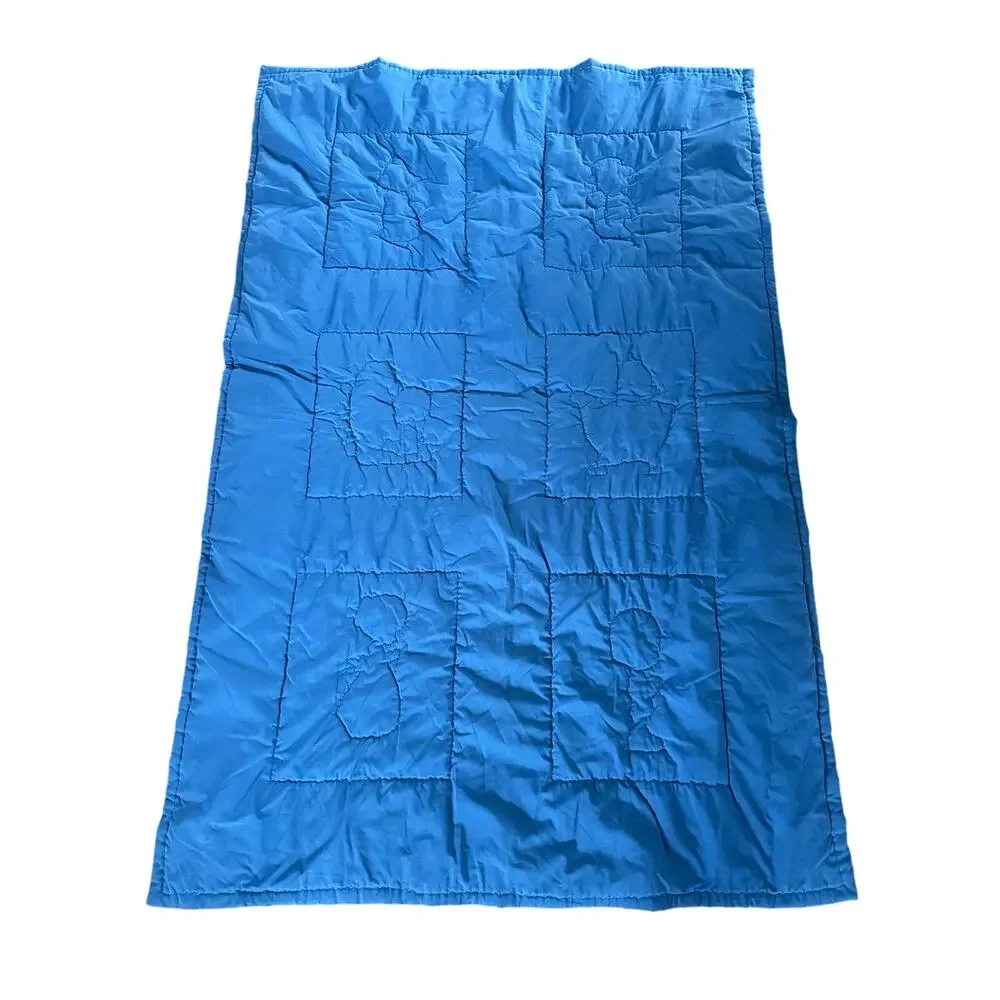 Vintage Hand Embroidered Child’s Quilt – Blue & White Precious Moments Style